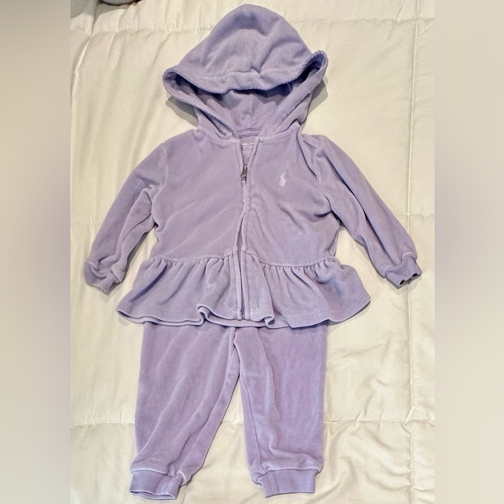 Ralph Lauren Velour Hoodie & Jogger Set 12M